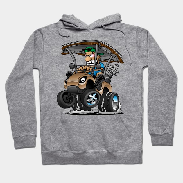 Funny Golf Cart Hotrod Golf Car Popping a Wheelie Cartoon Hoodie by hobrath